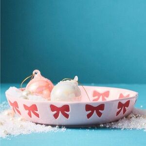 Anthropologie Vida Icon Stoneware Pasta Bowl | Pink Bow | NIB